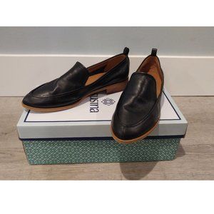 NEW Susina Kellen Almond-Toe Black Leather Loafers 7.5M